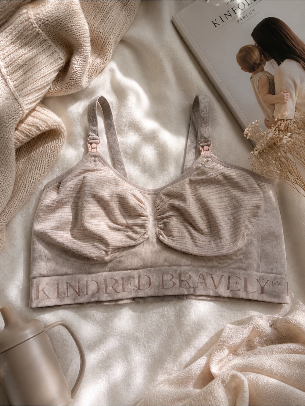 Kindred Bravely Soft Nude Striped Maternity & Nursing Bralette